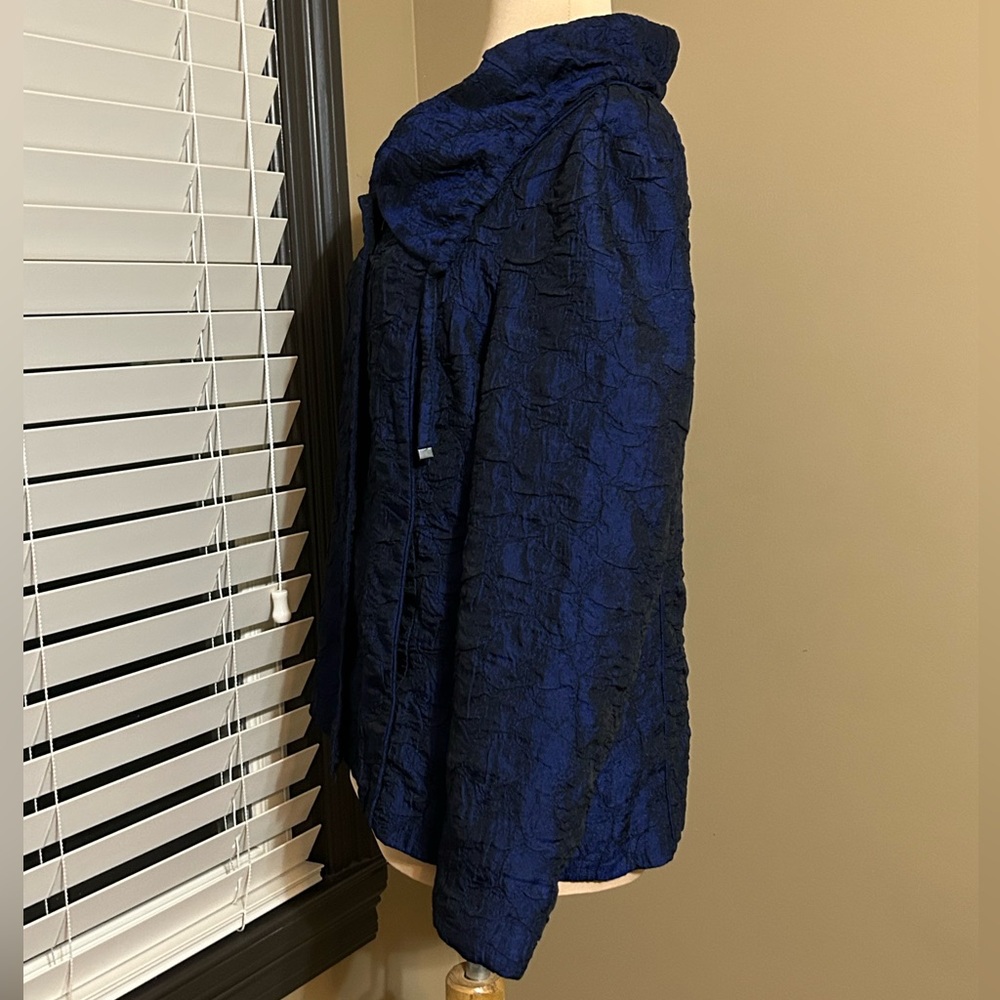 Chico's Textured Navy Blue Coat Size 1- M/8 - Picture 3 of 7